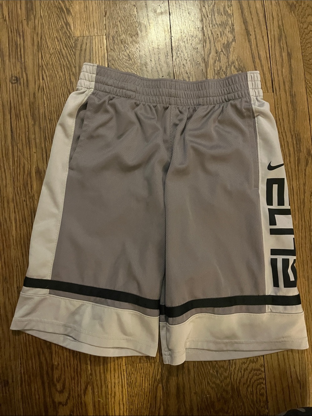 Nike Light Gray & White Basketball Shorts with Black Accents